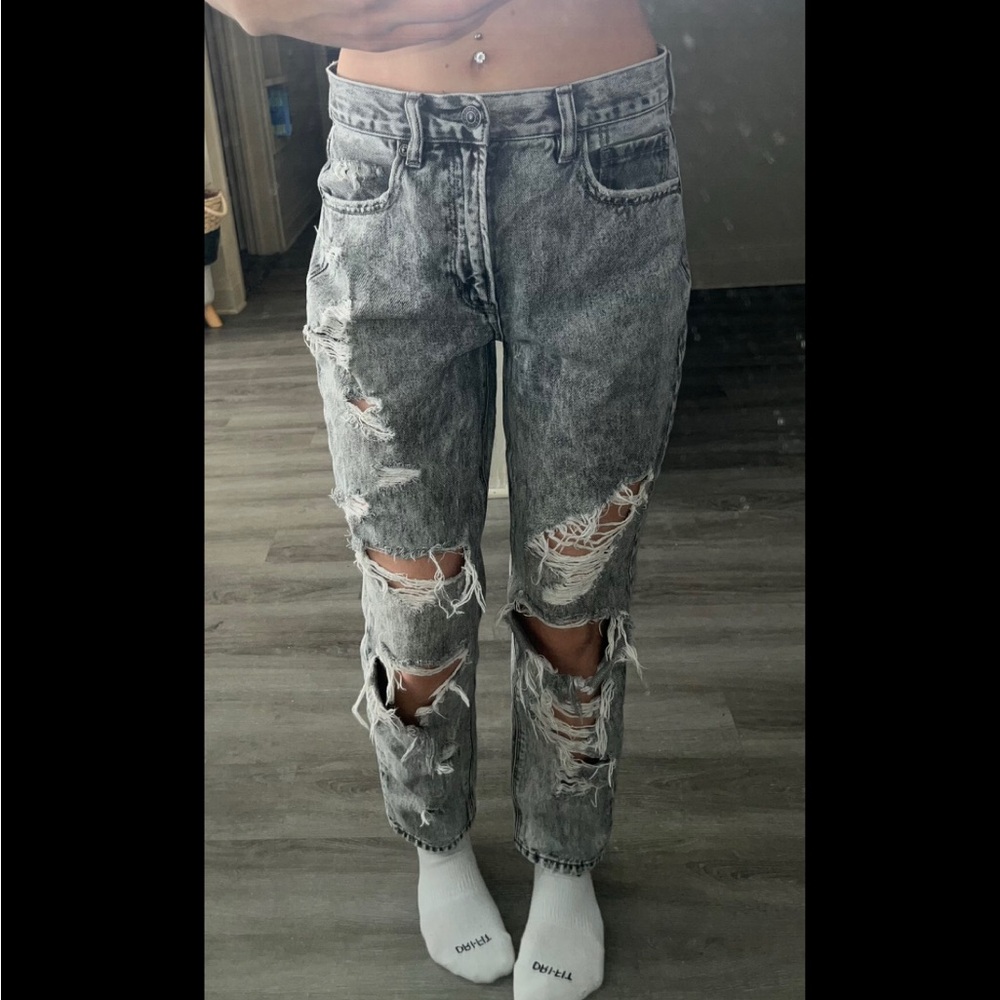 Distressed Gray Jeans